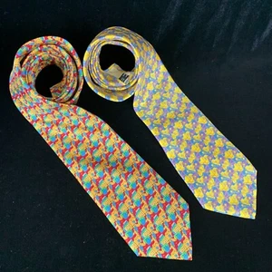 2 Andre Claude Canova Neckties Geometric Silk Ties France Fathers Day Gift - Picture 1 of 12