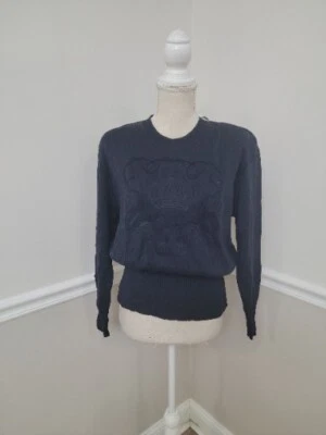 Mondi Vintage'80s Womens Navy Blue Embroidery Sweater Size42 West Germany/NWT  - Image 1 of 4