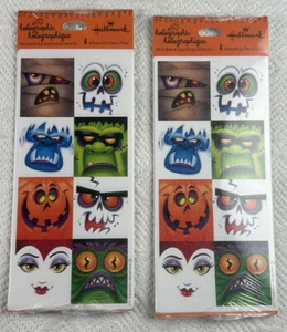 Hallmark holografische gruselige/lustige Gesicht Aufkleber 2 Pkgs 64 Sticker Halloween - Bild 1 von 5