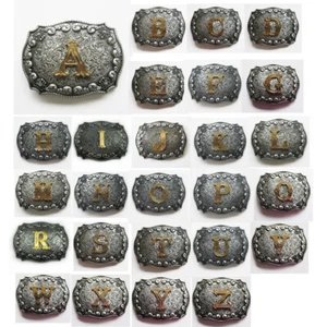 Western Belt Buckles for Men A to Z Initial Letters Cowboy Belt Buckles Alloy - Picture 1 of 34