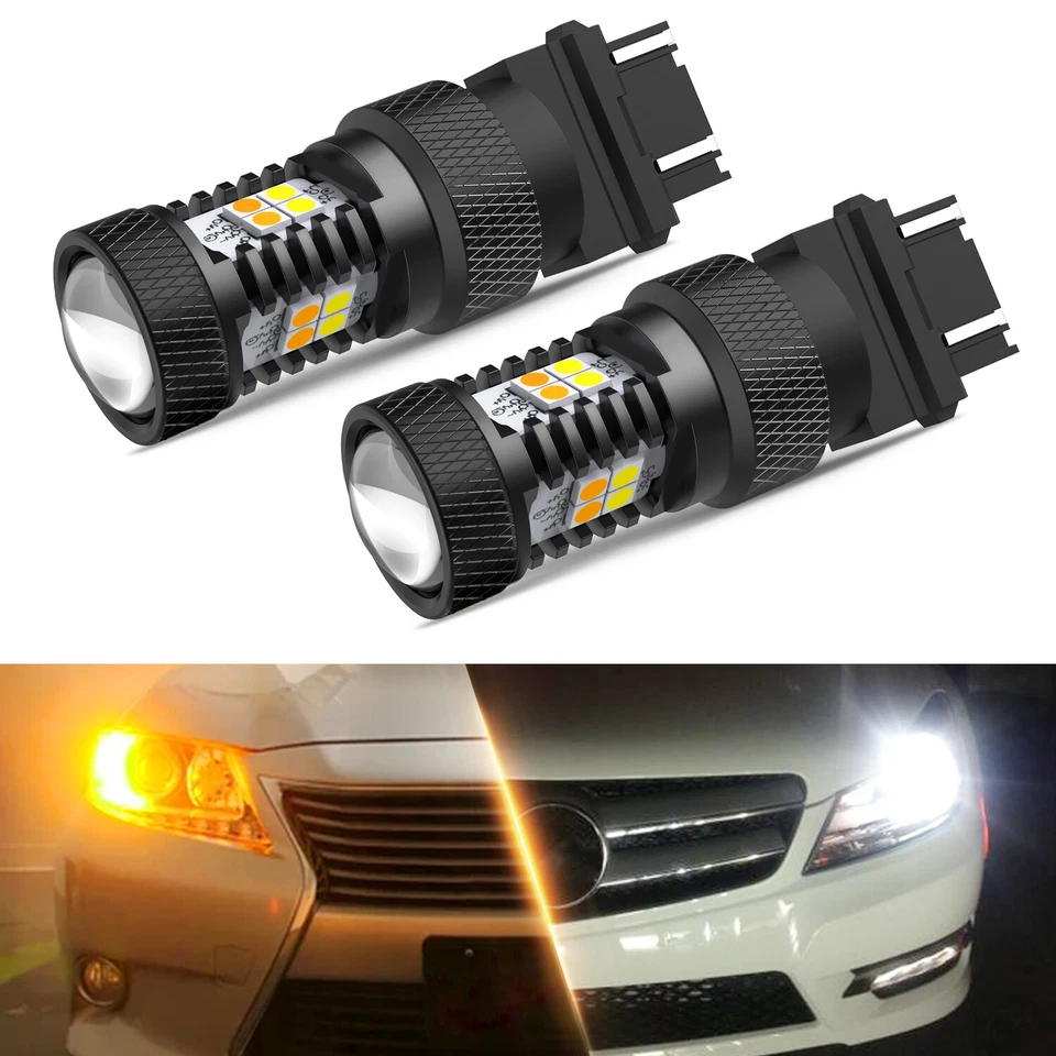 AUXITO 3157 2x LED Turn Light Signal Switchback Color Dual White Amber Parking - Image 1 of 4