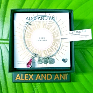 Alex and Ani Teardrop October Birthstone Bracelet - Rose Swarovski Crystal New - Picture 1 of 12