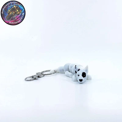 Bull Terrier Perro Llavero Cremallera Tirador Flexi Inquieto Lindo Cachorro Articulado 3D Foto 1 de 4