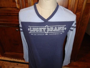 Blau Lucky Brand L/S Raglan Rayon TRI-BLEND V-Ausschnitt T-Shirt Damen XL schön - Bild 1 von 9