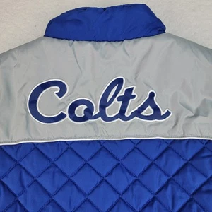 NFL Colts Vest Women's Large Blue Quilted Puffer Full Zip Jacket Football Team - Picture 1 of 11