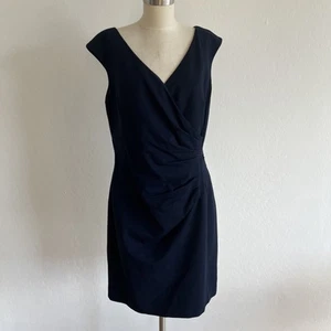 Lauren Ralph Lauren Navy Blue Heavyweight Lined Business Casual Dress 14 - Picture 1 of 6
