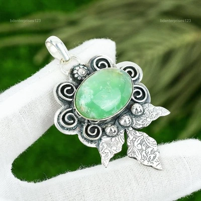 Halloween Sale Chrysoprase Stone Sterling Silver Handcrafted New Pendant Jewelry - Изображение 1 из 4
