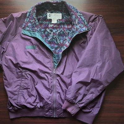 Chaqueta Columbia Vintage Años 90 Para Mujer XL Púrpura Azteca Forrada de Vellón De Colección Foto 1 de 4