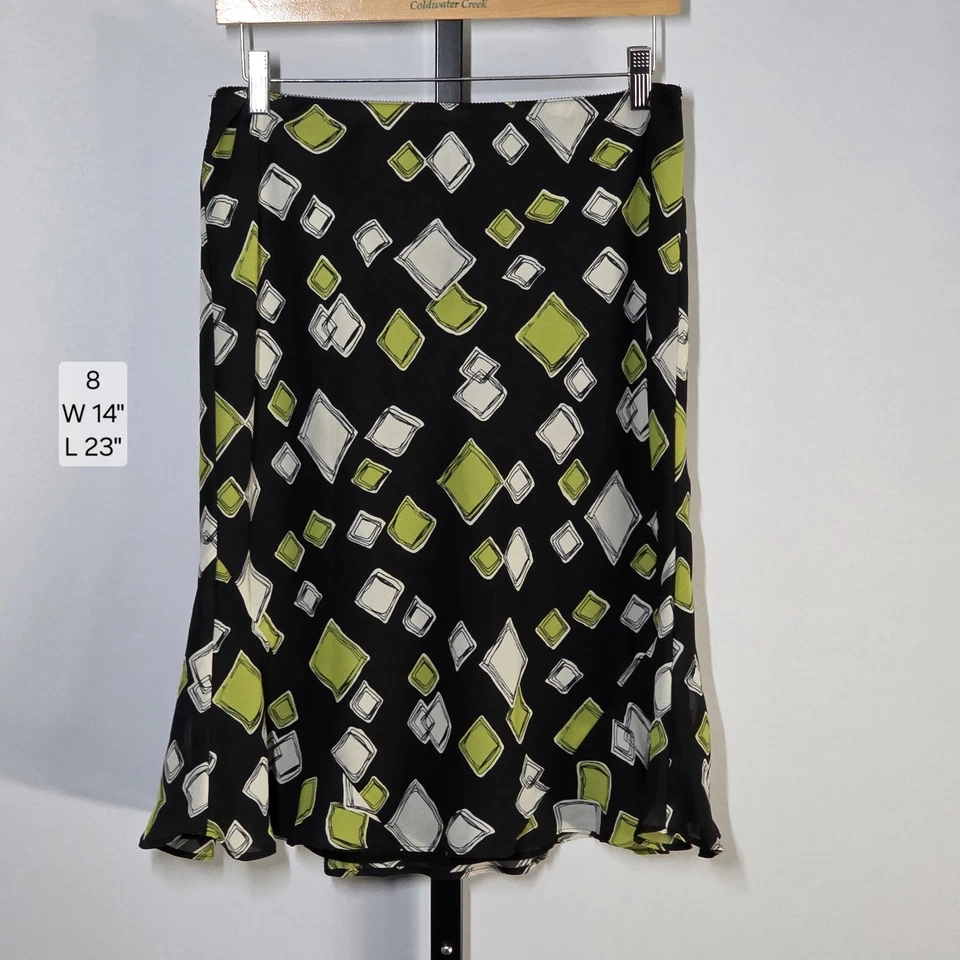 Falda Vintage Axcess Liz Claiborne Negra Y Verde Lima💚 Estampado Geométrico Talla 8 Foto 1 de 4