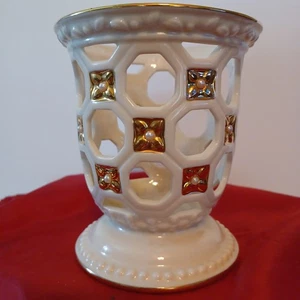 LENOX ILLUMINATIONS KONVOLUT HANDGEFERTIGT ELFENBEIN/PERLE VOTIVKERZENHALTER - Bild 1 von 2