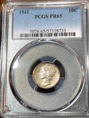 1941 Proof Mercury Dime PCGS PR64 New Slab, Best Price Ebay* CHRC - Image 1 of 2