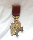 An Antique German Military Brass Eagle Drum Holder Hook with Leather Loop