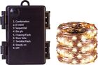 Battery Powered Copper Wire 100 Warm White LED with Programme Controller 10m