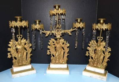 Scarce Atq 1852 Saint John Girandole Candelabra Set by F.E. Dietz Brass/Bronze - Image 1 of 4