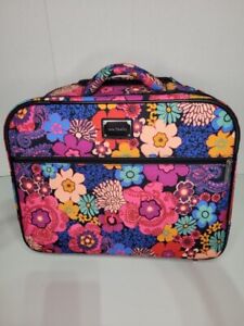 Vera Bradley Rolling Laptop Weekend Travel Work Bag Luggage Floral Fiesta