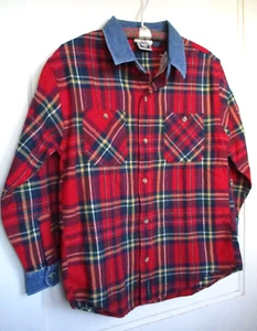 G.H. Bass Flannel and Denim Vintage Boy's Size Large Shirt with Pockets - Picture 1 of 9