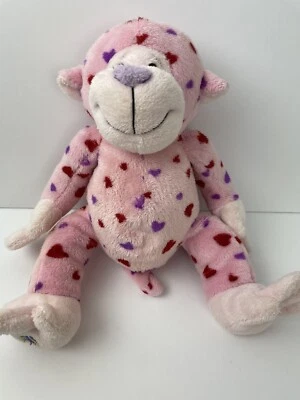 Ganz Webkins Plush Valentine Love Monkey Stuffed Animal Plush Red & Purple Pink - Image 1 of 4