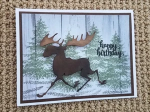CARD KIT Handmade HAPPY BIRTHDAY Moose Masculine 4 Cards With Envelopes - Picture 1 of 3