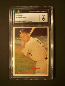 1957 Topps Baseball #240 Hank Bauer (Yankees/CSG 6) - ¡Excelente/NrMNT! WOW! L@@K! - Imagen 1 de 2