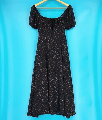 Revamped Milk Maid Maxi Dress XS Peasant Floral Semi Sheer Empire Waist Babydoll - Image 1 of 4