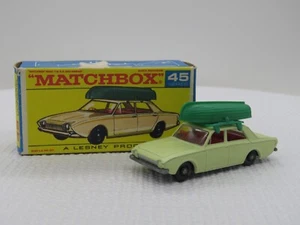 Vintage 1965 Lesney Matchbox #45 Ford Corsair & Boat mit OVP England - Bild 1 von 13