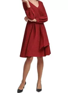 Calvin Klein Women’s Glitter Jersey Belted Dress with V-Neck Size 10 - Picture 1 of 7