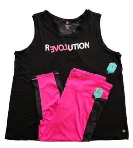LuLaRoe 3X "Revolution" Strong Tank & Pink Black Stripe Fearless Workout NEW - Picture 1 of 3