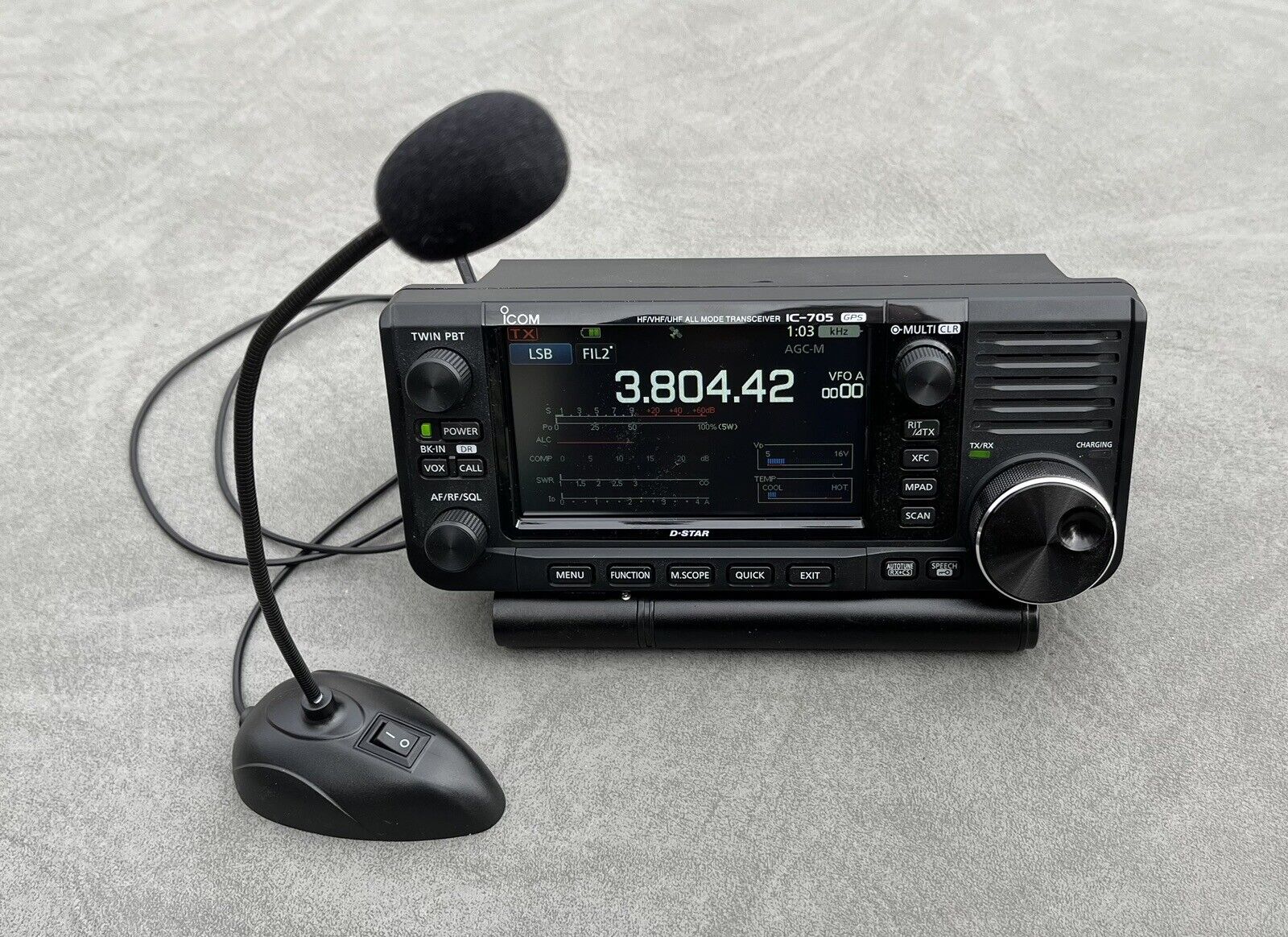 W2ENY Ultra-Mini Travel/Desk Mic for Icom IC-705. Available Now for $40.00