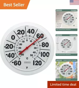 Elegant 8.5-Inch Indoor Outdoor Thermometer - White Display for Precise Readings - Picture 1 of 12