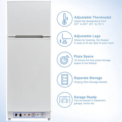 Smad 9.35 Cuft 2 Vías Nevera Propano Refrigerador Superior Congelador Nevera Gas 110 V Hogar Foto 1 de 4