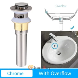 Bathroom Sink Drain W/ Overflow Vessel Sink Lavatory Vanity Pop Up Drain Stopper - Picture 1 of 16
