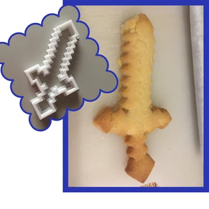 3D Printed Minecraft Style Sword 3 Cookie Cutter Stamp Baking Biscuit Shape Tool - Picture 1 of 4