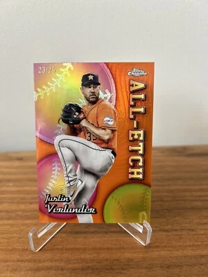 2024 Topps Chrome Justin Verlander All Etch Orange 23/25 #CAE-12 Houston Astros - Image 1 of 3