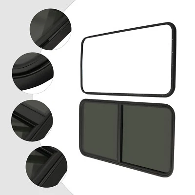 Ventana corredera de privacidad horizontal con anillo de ajuste negro 24"X 20" ventana universal para autocaravana Foto 1 de 4