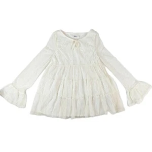 Epic Threads Girls Sz XL Lace Top White Polkadot Long Sheer Sleeve Dressy Shirt - Picture 1 of 11