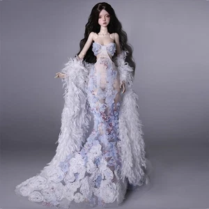 1/4 BJD Doll Joint Resin Mermaid Gown Feather Shaw Fashion Girl Full Set Gift - Bild 1 von 10