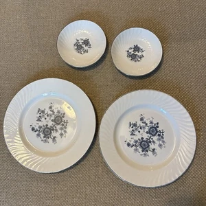 1950er Henoch Wedgewood Tunstall königsblau Eisenstein 10" Essteller & Untertassen - Bild 1 von 12