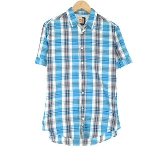 Hugo Boss Men Shirt Multicoloured Plaid Flannel Cotton Linen Oy7 Size M - Picture 1 of 8