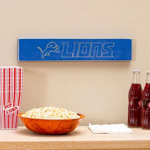 Detroit Lions Engraved Wood Sign, 3.5" x 18" - Picture 1 of 3