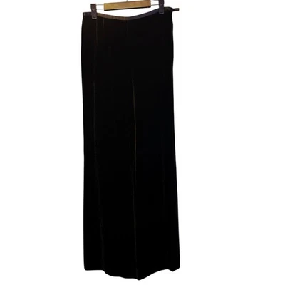 Pantalón Ann Taylor Negro Mezcla Seda Terciopelo Pierna Ancha Talla 6 Foto 1 de 4