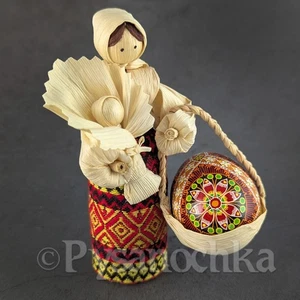 CONJUNTO Muñecas Pollo Pysanka + Cáscara de Maíz Hechas a Mano por artista de Ucrania - Imagen 1 de 13