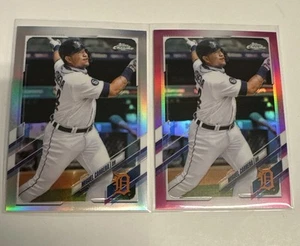 Lote de 2 cartas cromadas Miguel Cabrera 2021 Topps refractor y Pink Tigers MLB - Imagen 1 de 4