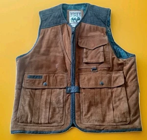 Established 1871 Men's Buffalo Authentic 100% Leather Hunting Pocket Vest Sz.L - Picture 1 of 9