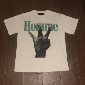 Homme Femme Twisted Fingers Tee Size Small Cream Green Brand New - Picture 1 of 6