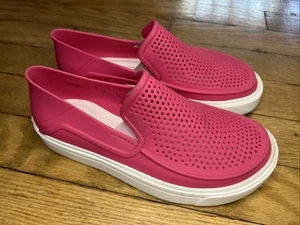 Crocs Citilane Roka Slip On Perforated Boat Loafer Pink Waterproof Girls Size 2 - Picture 1 of 10