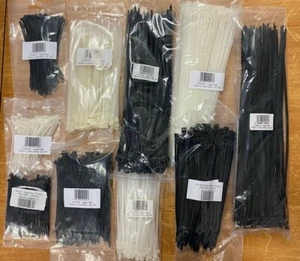 1000pce, White & Black, Cable Tie Assortment, 100mm - 370mm. - Picture 1 of 4