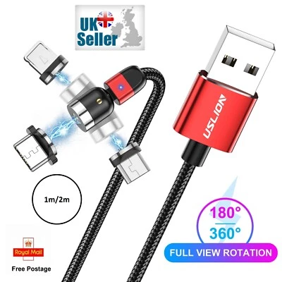 3 in 1 Magnetic Fast Charging USB Cable Charger 2.4A Phone Type-C Micro USB IOS - Image 1 of 4