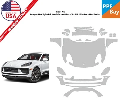Комплект предварительно нарезанной передней защитной пленки для Porsche Macan 2022-2025 PPF - Изображение 1 из 4