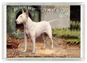 BULLTERRIER HUNDEFUTTER WERBUNG ACRYL NEUHEIT KÜHLSCHRANKMAGNET TOLLES GESCHENK - Bild 1 von 1
