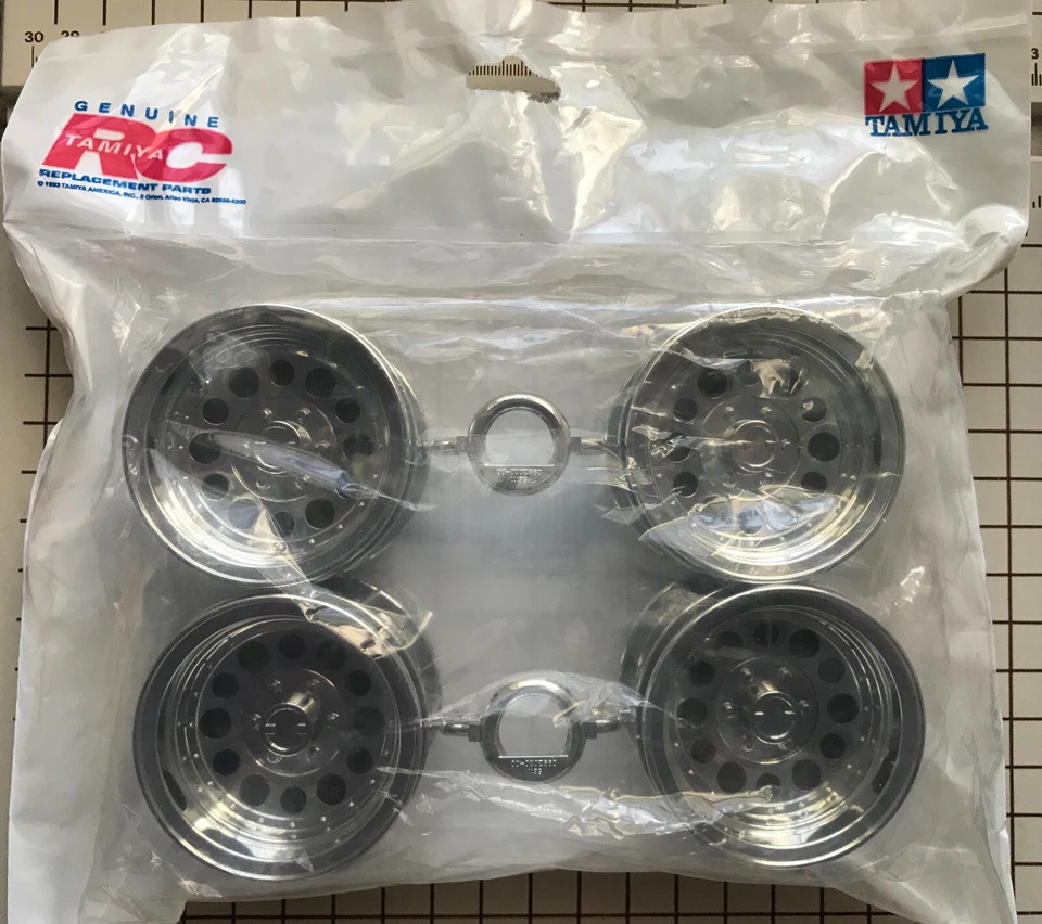 Tamiya RC 4-PACK Silver Chrome Wheel Set for Toyota Bruiser # 9000359 - Image 1 of 1